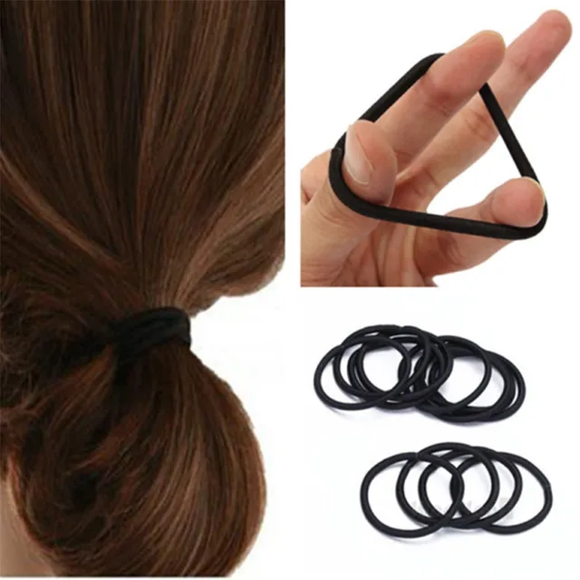 50 pcs Hairdressing Tools Black Rubber Hair Ties/Rings/Ropes Gum Springs Ponytail Holders Hair