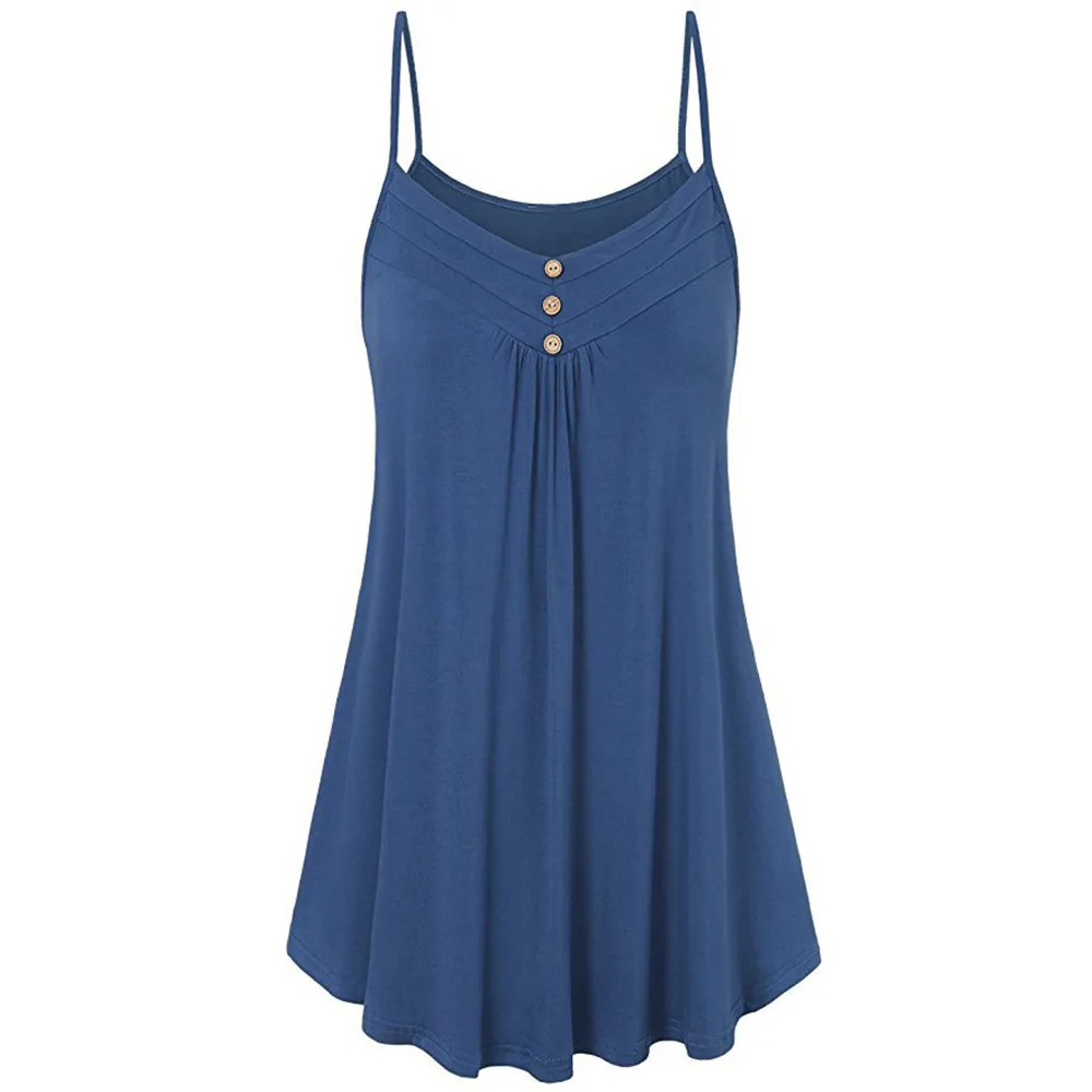 

JAYCOSIN clothes Women Summer top Loose Button V Neck Cool Tank Tops Vest Blouse