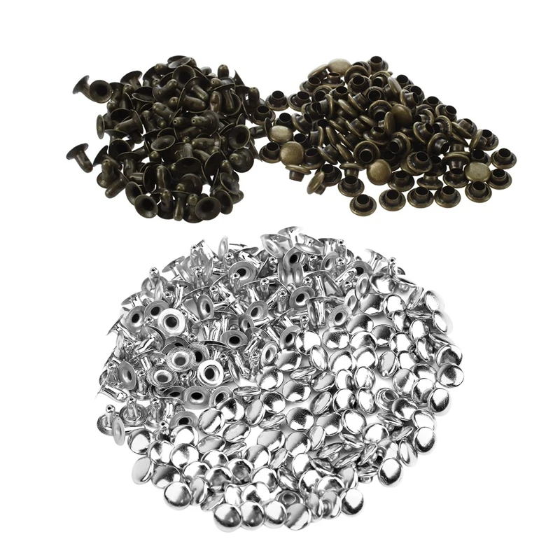 

Hot Sale 100 Sets 6mm Round Antique Brass Rivets Rapid Studs & 100pcs DIY Hollow Nails Hat Rivet 6 Mm Silver