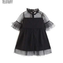 Платье telotuny/детское однотонное Повседневное платье принцессы в горошек для маленьких девочек платье для девочек Лидер продаж, новинка, Jan14