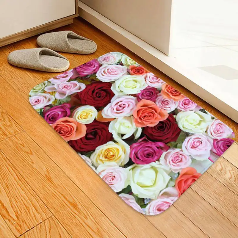 3D печатная фланелевая ткань коврик цветной утолщенный нескользящий ковер для ванной комнаты кухни водопоглощающий домашний коврик