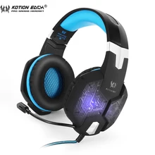 Gaming Headphones KOTION EACH G1000 PC Gamer Headset Over Ear Noise Lsolating Breathing LED Lights Headphone with Microphone
