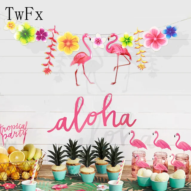 twfx paper flower with flamingo tropical theme party birthday