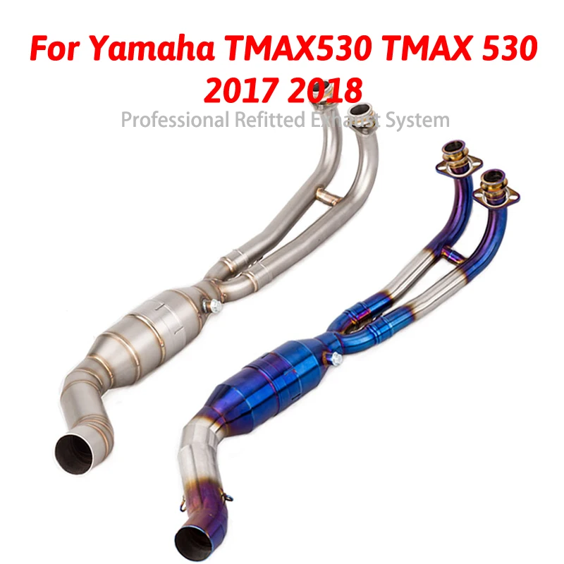 Motorcycle Exhaust Front And Middle Link Pipe Escape Connection Full System For Yamaha TMAX530 TMAX 530