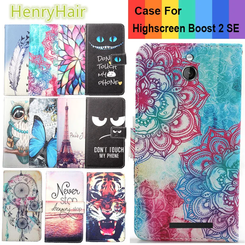 

Top Selling 11 Colors Cartoon Painting PU Leather Magnetic clasp Wallet Cover For Highscreen Boost 2 SE Case