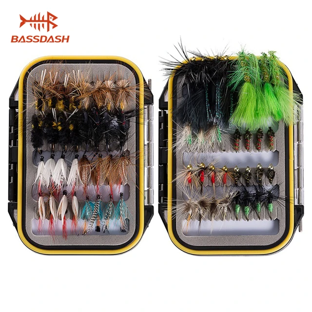 40-148Pieces/Box Trout Fly Fishing Assorted Flies Kit Nymph Dry