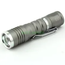 Mini Cree Q5 3 Modes 300 Lumens Zoomable Led Flashlight Torch (AAA/14500) – Gray