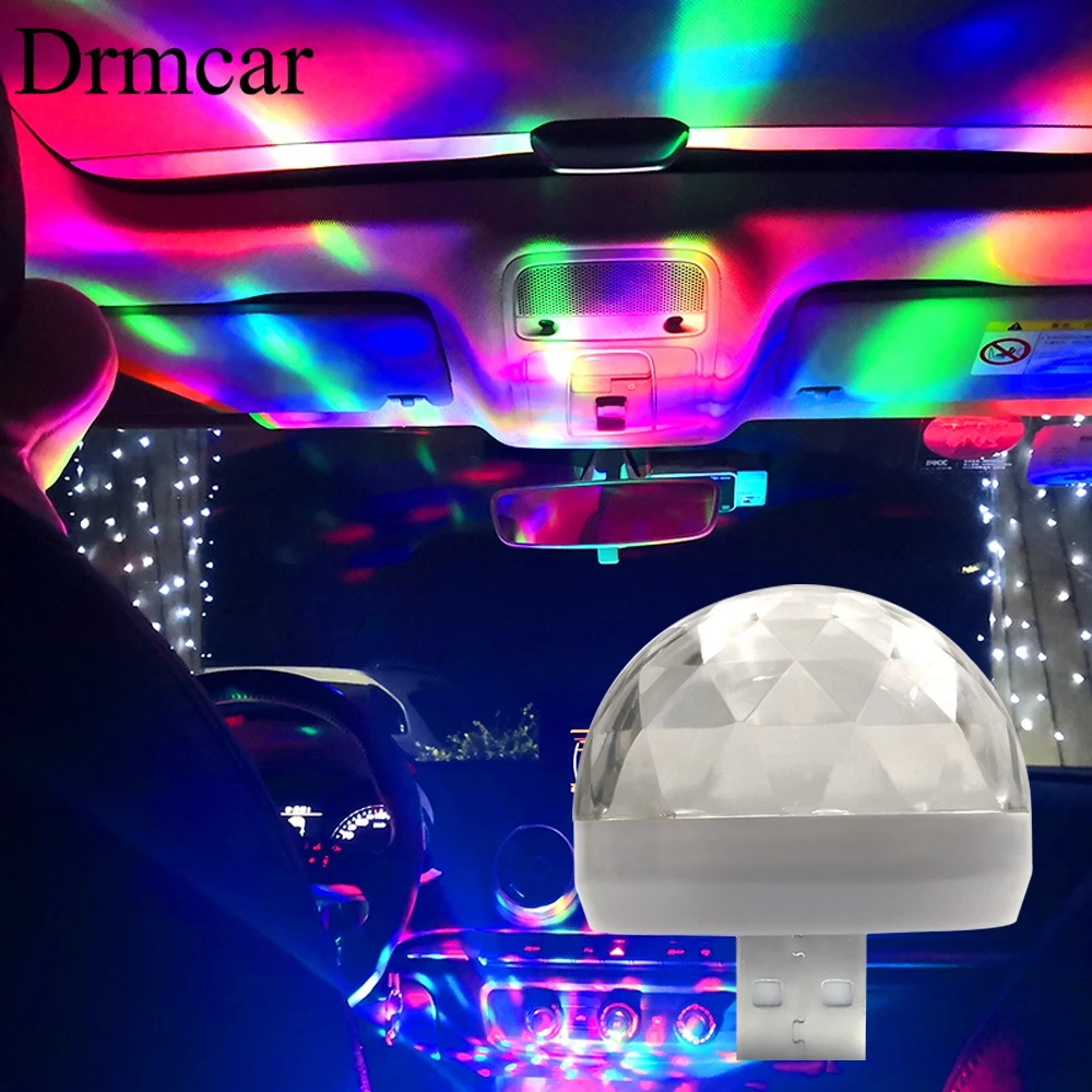 Автомобильный USB окружающий светильник DJ RGB Мини Красочный музыкальный звуковой светильник USB-C интерфейс Apple интерфейс Праздник Вечеринка караоке