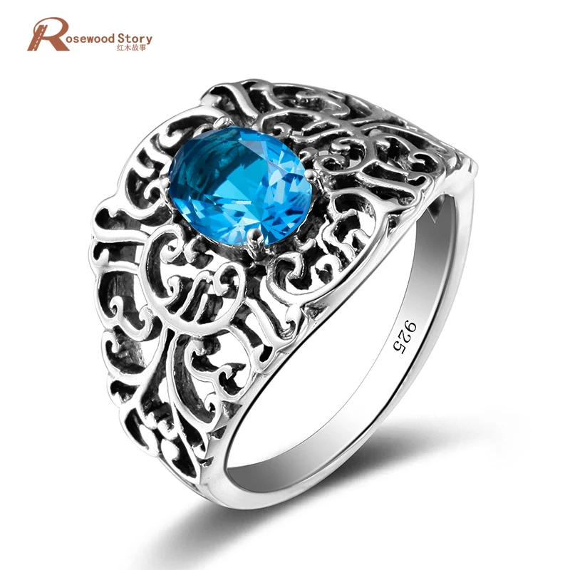 

New Irish Claddagh Moonlight Blue Crystal Birthstone Promise Ring Real 925 Sterling Silver Vintage Jewelry Nice Gift For Women
