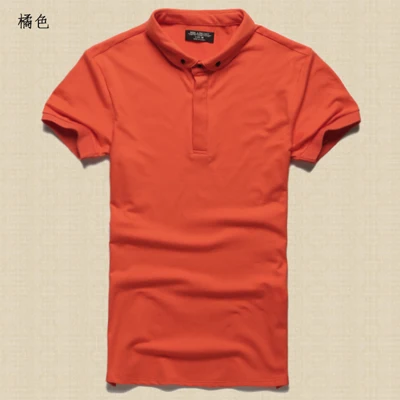 Новая мужская брендовая рубашка поло для мужчин, мужская хлопковая рубашка поло с коротким рукавом, Однотонная рубашка поло, Повседневная дышащая спортивная одежда PL003-2 - Цвет: orange