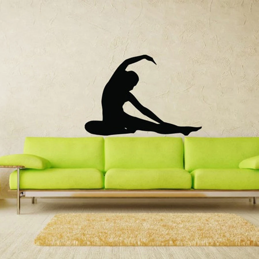 Yoga Posture Girl Wall Vinyl Sticker Bedroom Yoga Studio Dance Room