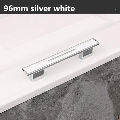 192 мм 256 мм современный простой модный Кухня шкаф дверные ручки серебро белый ящик, комод, шкаф ручки тянуть " хром - Цвет: 96mm