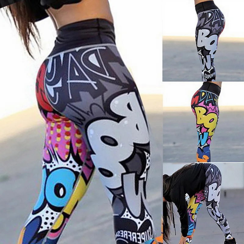 

CALOFE Women Printed Leggings Fitness Slim Workout Leggings Trousers For Women Fashion High Waist Leggings Sporting Pants 2019