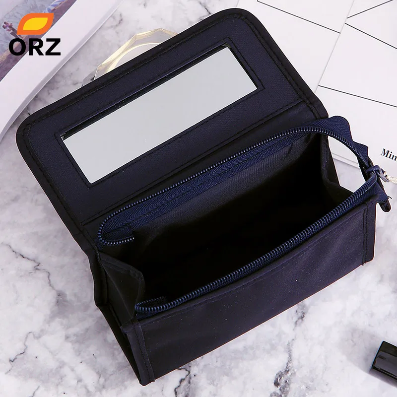 ORZ Pretty Rose Pattern Cosmetic Organizer Makeup Bag With Mirror Travel Toiletry Pouch Portable Storage Box Cosmetic Makeup Bag