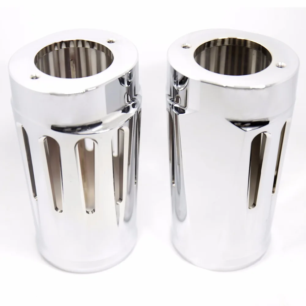 1Pair Shallow Cut Chrome Fork Slide Cover Cow Bells For Harley Street