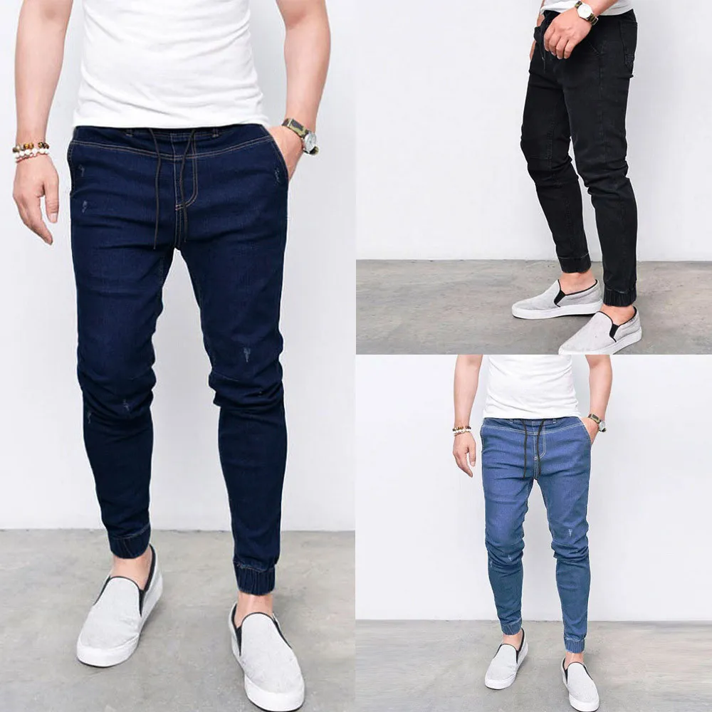 

Men's Stretchy Slim Fit Denim Pants Casual Long Straight Trousers Skinny Jeans