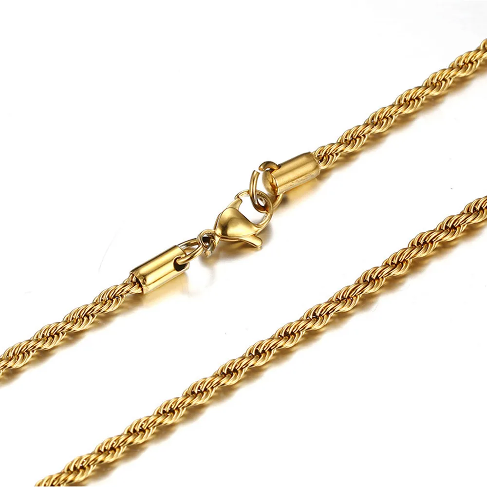 Мужская и женская хип-хоп рэпер цепь из нержавеющей стали золотого цвета звено веревки цепи ожерелья для женщин s Мода хип-хоп ювелирные изделия ожерелье 4H