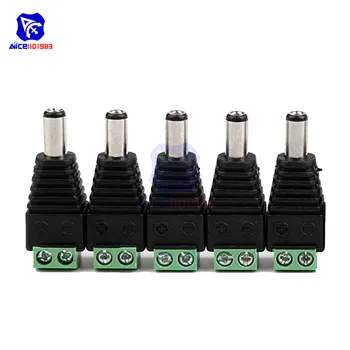 

5 PCS/Lot Male DC Power Plug Jack 2.5x5.5 mm Wire Connector for CCTV Camera LED Strip Light 5.5*2.5mm DC Power Plug
