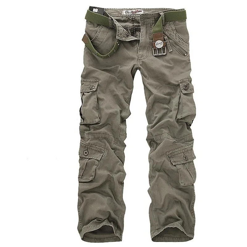 Fashion Multi-Pocket Solid Mens Cargo Pants High Quality Casual Men Trousers Size 28-40 Overalls Trousers