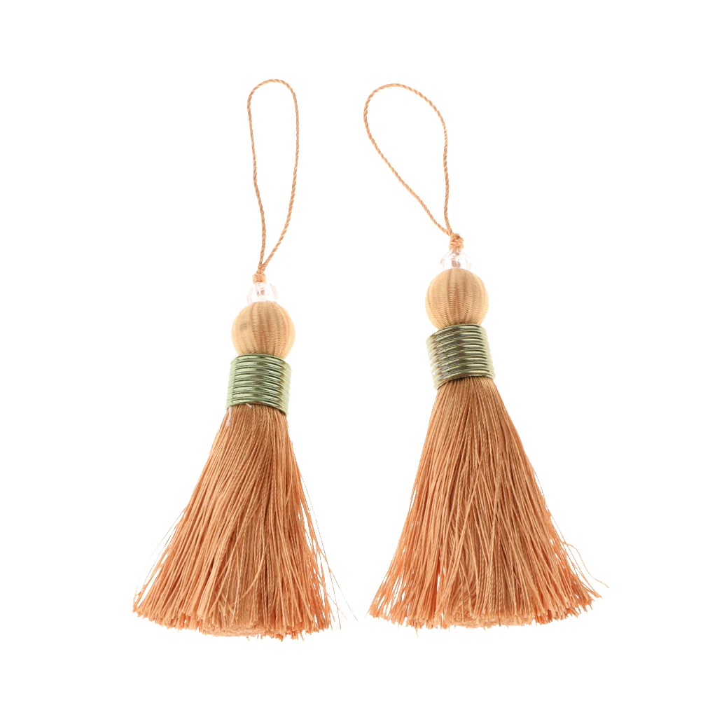 2Pcs Variety Colors Polyester Thread Tassel Charm Pendant Bag Chain Key Decoration Curtain Drapery Tassels Decor