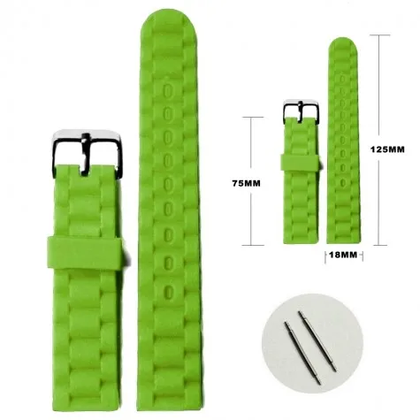 18mm Grass Green Silicone Jelly Rubber Ladies Men Watch Band Straps WB1060U18JB