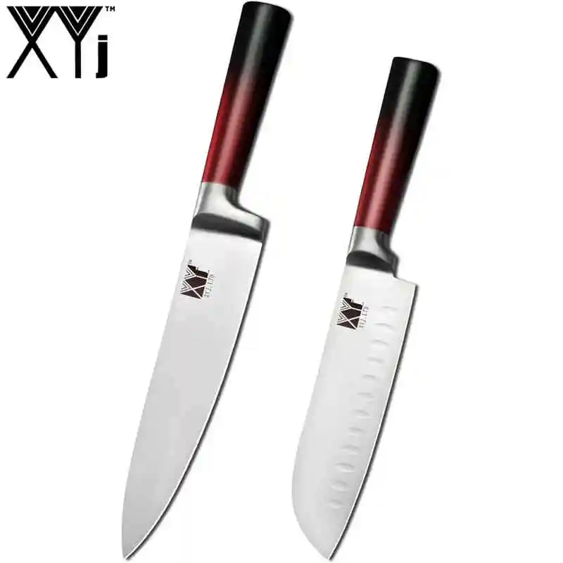 XYj кухонные ножи из нержавеющей стали 8 ''7'' 5 ''3,5'' шеф-повара для нарезки хлеба Santoku нож для очистки овощей приспособление для дома инструменты для приготовления пищи - Цвет: 2pcs set