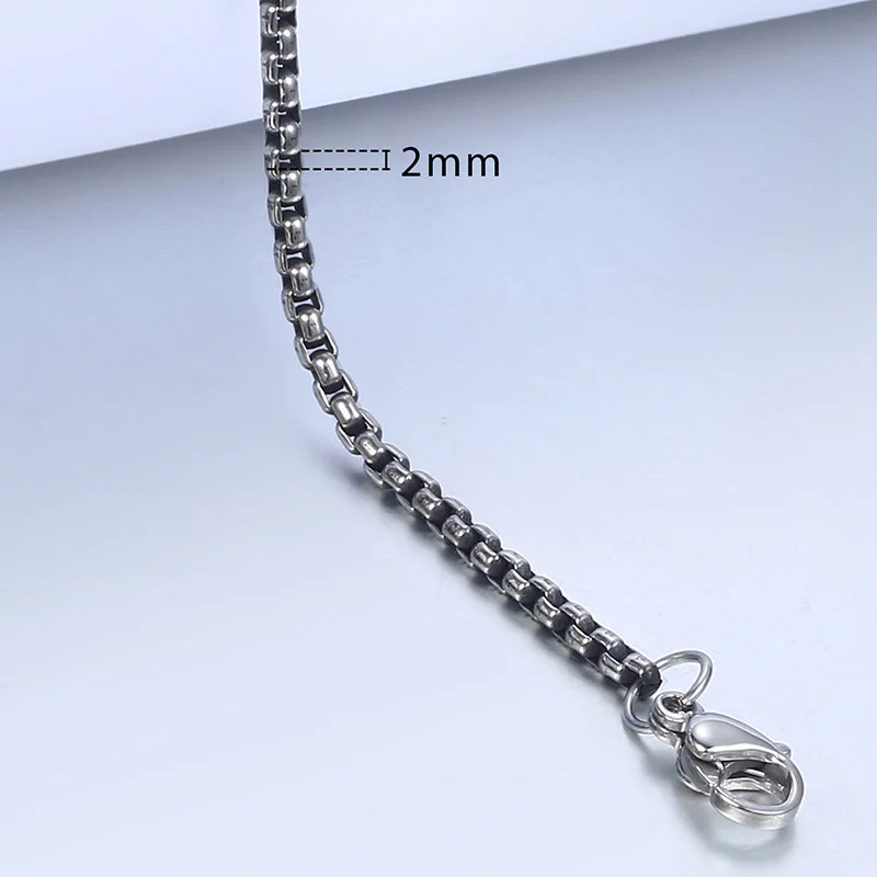 2-3 мм браслеты-цепочки для женщин и мужчин, серебристый, черный, золотой, нержавеющая сталь, панцирь, кубинский кабель, круглая коробка, плетеный пшеничный браслет KBB13A - Окраска металла: KB472