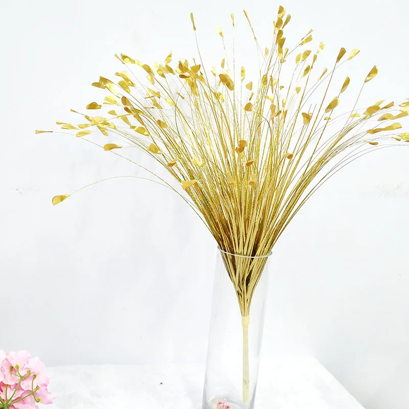 Reed цветок золотого, серебряного цвета белый павлин трава искусственное растение Свадьба дорога приведет Декор цветок реквизит для обустройства макет