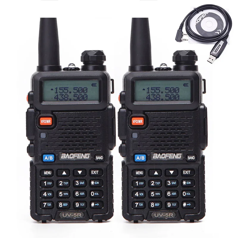 

2PCS Baofeng UV-5R Dual Band UHF/VHF 136-174Mhz&400-520Mhz UV5R handheld Two Way CB Ham Amateur Radio & Cable (Black&Camouflage)