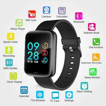

H19 Bluetooth Touch Screen Smart Band Bracelet Fitness Tracker Heart Rate Blood Pressure Waterproof Watch Wristband with Camera