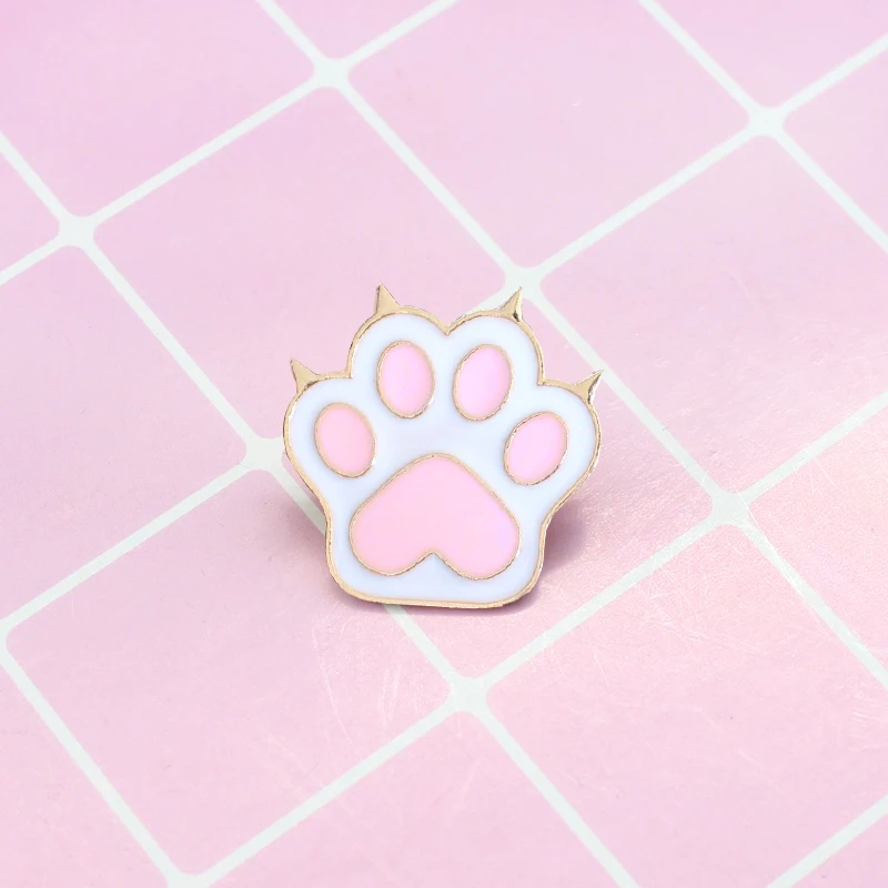 

Cute Cartoon Animal Paw Brooch Pink Metal Brooch With Claws White Cat Foot Brooches Clothes Accessories For Children Gifts