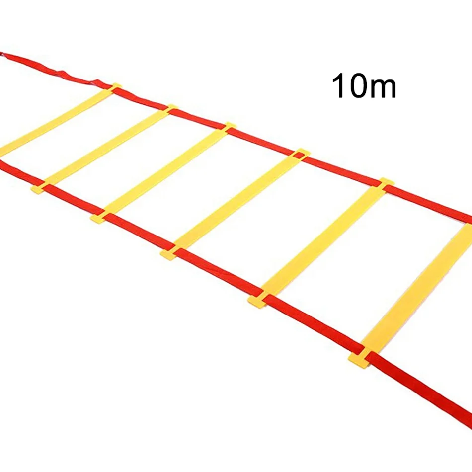 Лестница для тренировки ловкости скорости плоский руг с сумкой для переноски для Тренировка по футболу 3,0 м/5,0 м/6,0 м/8,0 м/10,0 м - Цвет: 10m