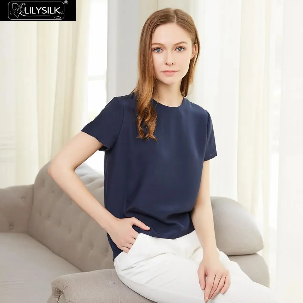 LilySilk дамы шелковая блузка и Топы корректирующие чистый природа шелковицы 22 мм