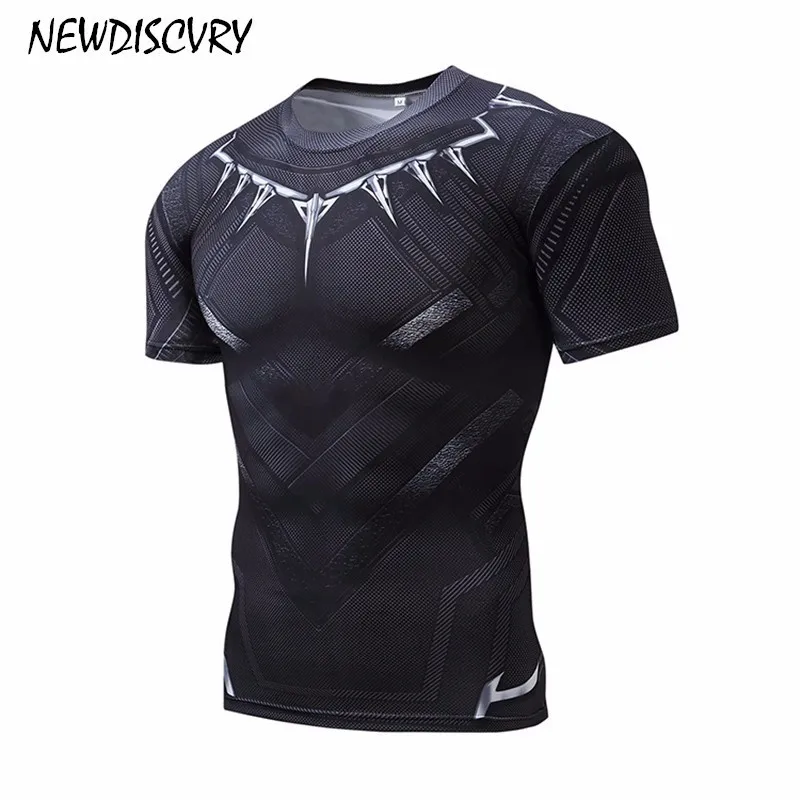 

NEWDISCVRY Black Panther Printed Men's Tshirts 2018 Summer Fitness Men Compression Quick Drying Crossfit Man Male Clothing