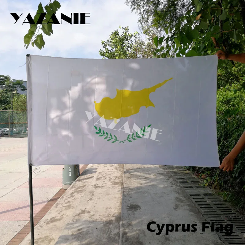 

YAZANIE 90x150cm Cyprus Hanging National Flag Quality Polyester Flying Flag 5*3 FT Cheap Price National Custom Flag and Banner