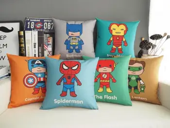 

Batman pillow cover, cartoon Captain America superman spiderman Flash iron man throw pillow case pillowcase wholesale