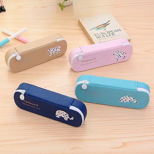 

Hot Cute Dotted Bear Elephant Horse Dolphin Pattern Pencil Case Box Makeup Pouch
