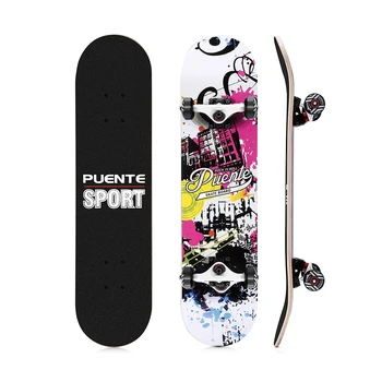 

Skateboard Skate Board Water Resistant Four-wheel Double Rocker Snubby Maple Board for Entertainment Dropshipping