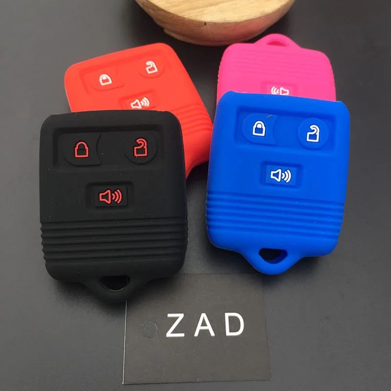 Zad 3 Button Silicone Rubber Car Key Fob Case Cover Set Holder For Ford Escape F 150 Explorer