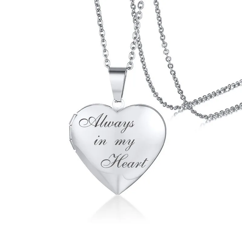 Vnox Always in My Heart фоторамка ожерелья для женщин гравировка из нержавеющей стали обещают подарки на память ювелирные изделия