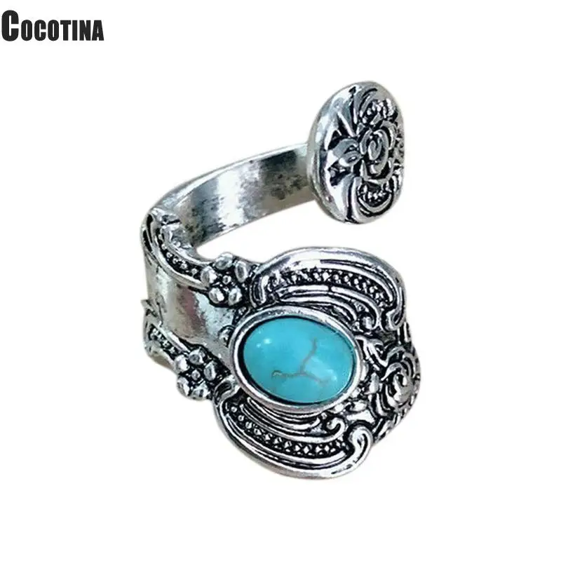 

New Unique Design Native American Indian Jewelry Silver Color Open Ring Flower Pattern Ring Gypsy Jewelry Fashion Gift