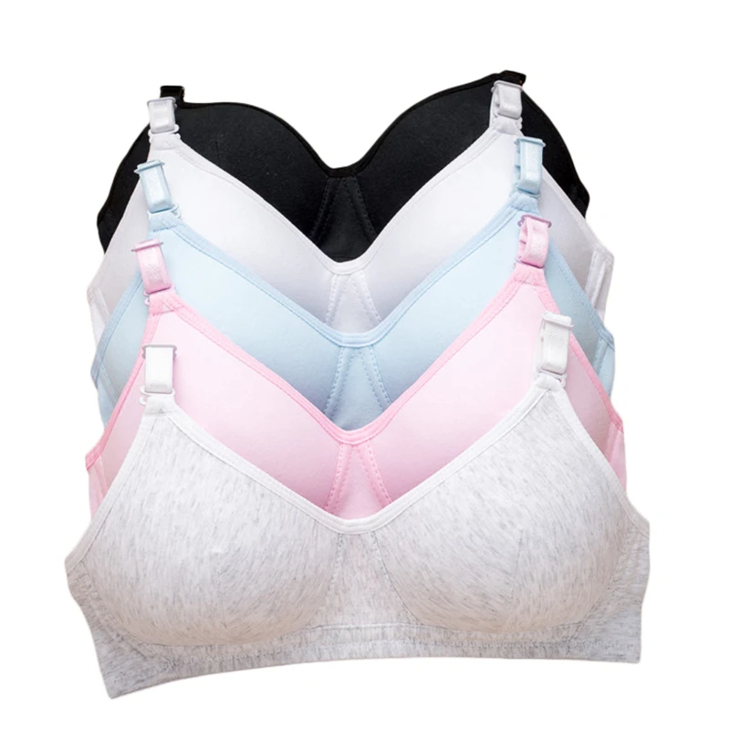 

Kids Girls Training Bras Wireless Cotton Underwear For Teenage Girls Young Student Training Bras Solid Age For 12-18Years GB20