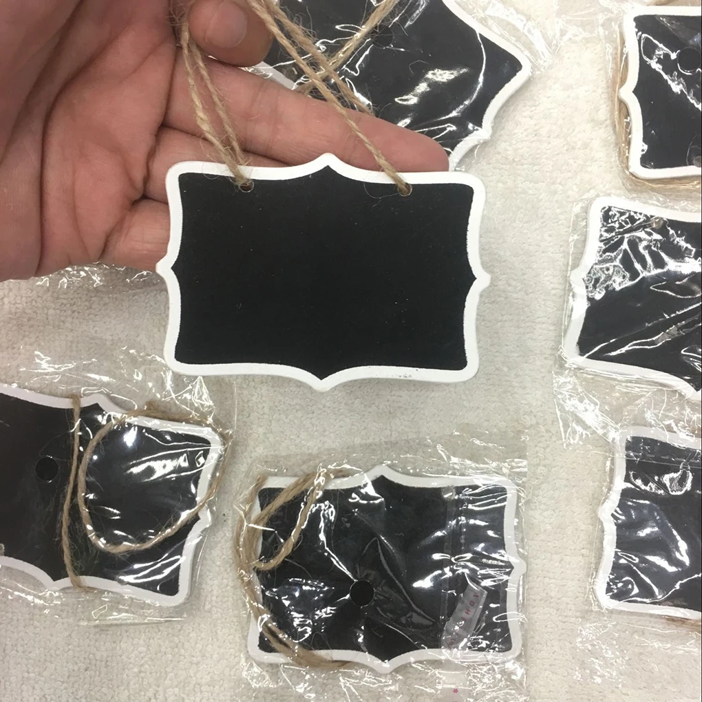

10pcs Double-Sided Wooden Erasable Mini Chalkboard Signs Message Board with Hanging String