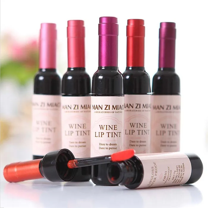 6 цветов пятнистый матовый блеск для губ красное вино бутылка ТИНТ Жидкий Макияж помада легко носить антипригарный блеск для губ