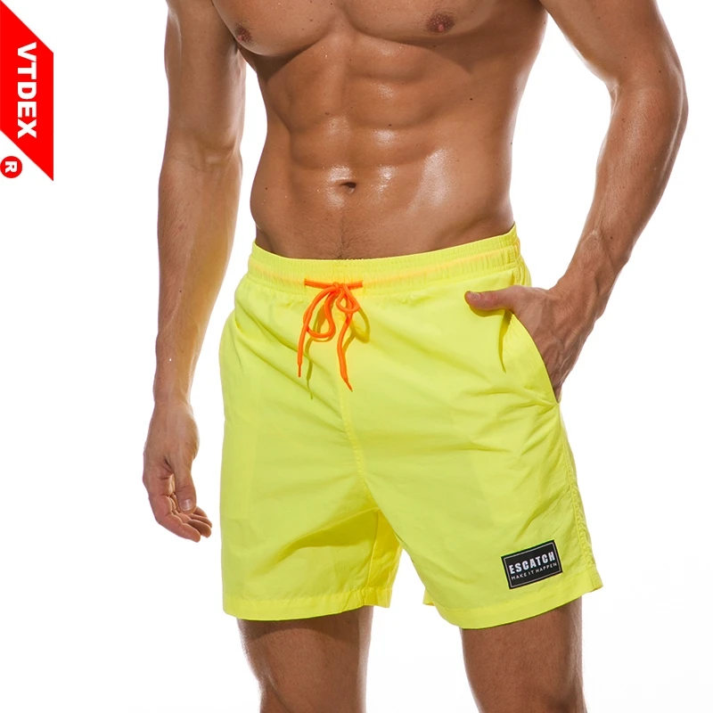 

Beach Shorts VTDEX 2018 Men Solid Color Swimwear Trunks Swimsuits Quick Dry Summer Surf Short Sports Board shorts Bermuda 3XL