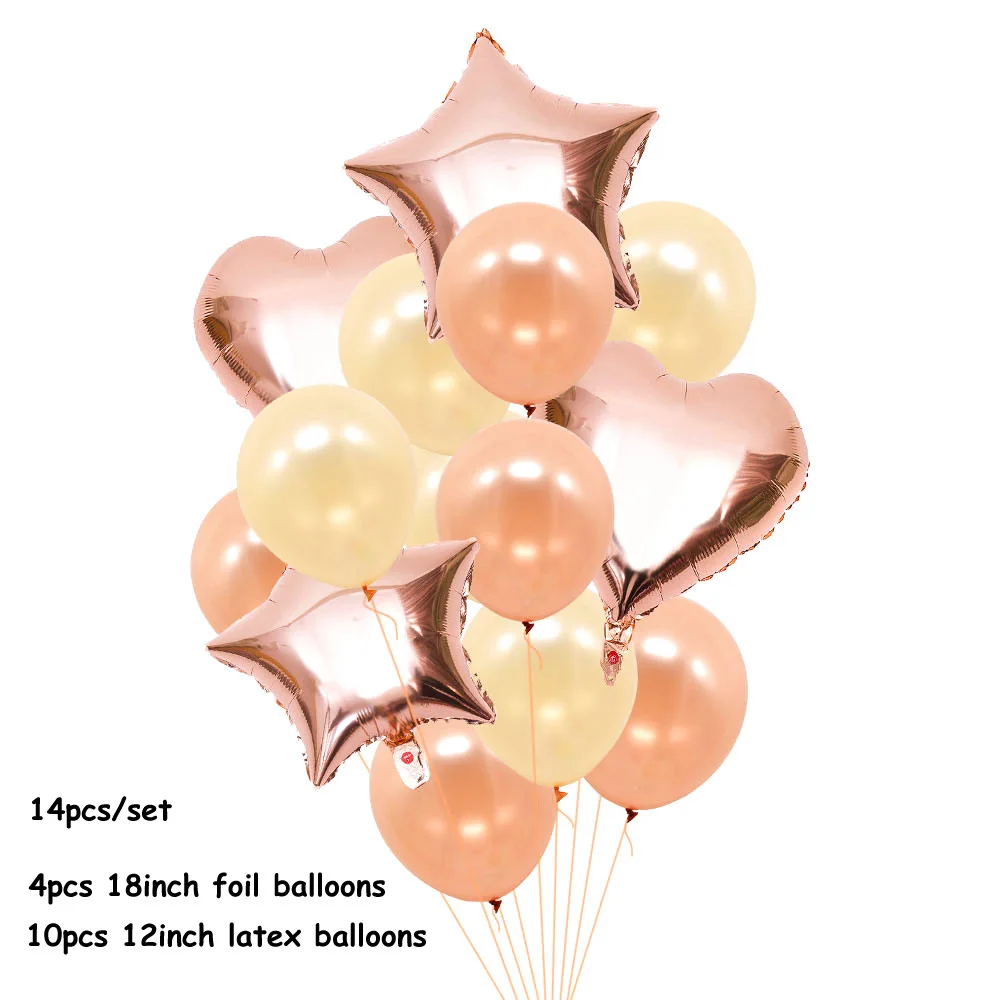 14 шт шар цвета розового золота фольга шампанское Звезда Воздушные шары для свадьбы вечеринки декор шары из латекса для детского душа день рождения украшения - Цвет: B03