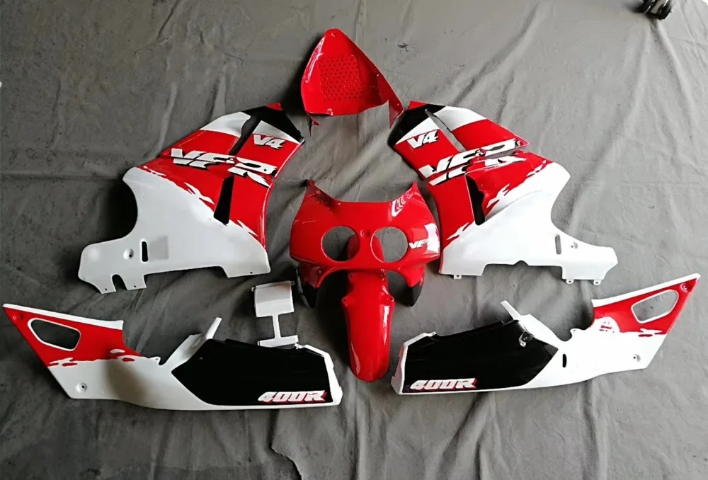 Набор обтекателей кузова мотоцикла для Honda VFR400 VFR400R NC30 V4 ПВП 400R 1989 1990 1991 1992 Обтекатели красный, белый