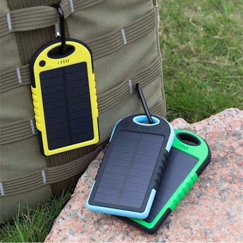 

2018 New Portable Waterproof Solar Power Bank 5000mah Dual-USB Solar Battery powerbank for all Phone Universal Batteries