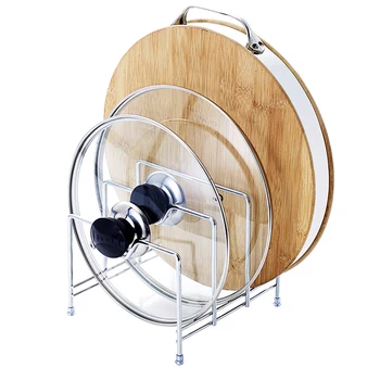 

Jetdio Useful Pot Lid Rack Stainless Steel Cutting Board Stand Pan Cover Storage Shelf Holder Kitchen Organizer Tools