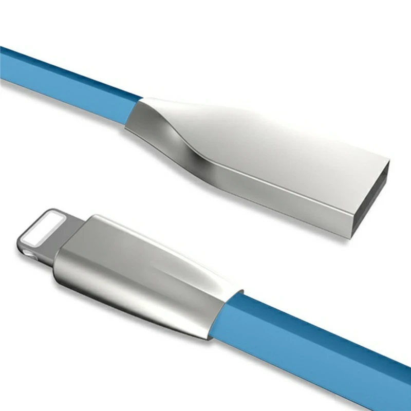 0,2 м 1 м 2 м USB кабель для быстрой зарядки из цинкового сплава для iPhone 6S 6 7 8 Plus X 5S 5 X XS Max XR SE USB ЗУ для мобильного телефона кабель - Цвет: Blue